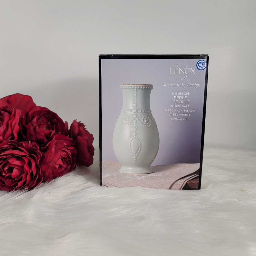 Lenox French Perle Ice Blue Fluted Vase